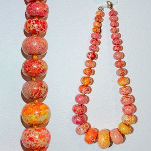 Iris & Lily London Red-Orange Brecciated Jasper Polished Stone Bead Necklace